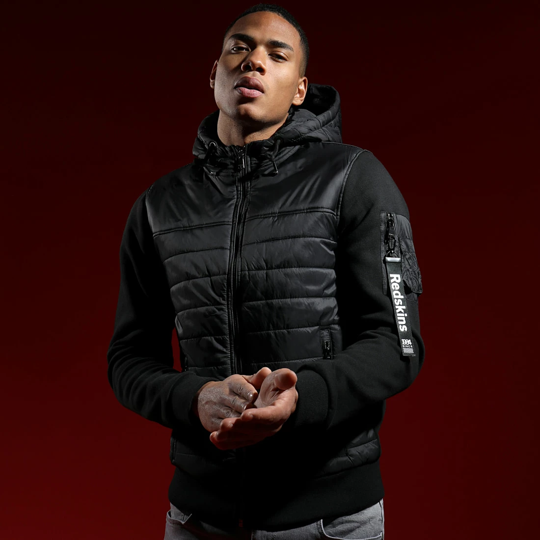 Promo 😀 Veste Zippée Capuche Turner Zinc Noir de Redskins 🌟 8 Promo 😀 Veste Zippée Capuche Turner Zinc Noir de Redskins 🌟 – Image 6