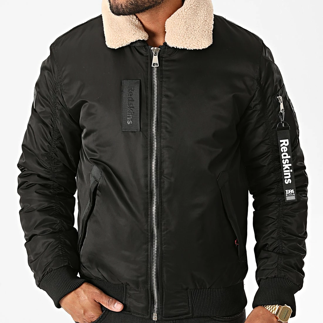 Meilleure vente 😉 Bomber Col Fourrure Hermitage Noir de Redskins ✨ 5 Meilleure vente 😉 Bomber Col Fourrure Hermitage Noir de Redskins ✨ – Image 3