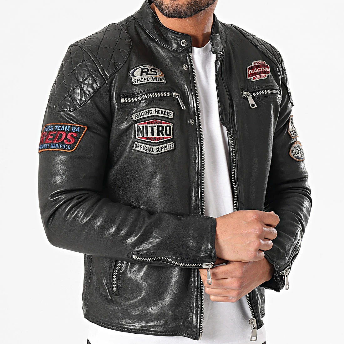 Acheter 🤩 Veste Biker Nitro Barcelona Noir de Redskins 😍 5 Acheter 🤩 Veste Biker Nitro Barcelona Noir de Redskins 😍 – Image 3