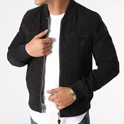 Budget 🎁 Veste Cuir Bower 2 Bleu Marine de Redskins 😀