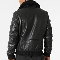 Le moins cher 😉 Veste Cuir Col Mouton Rafale Patrouille De France Noir de Redskins 🥰 -Redskins Soldes redskins 277019 RAFAL YCON BLACK 20210803T144019 04