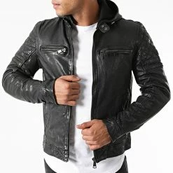 Nouveau 🌟 Veste Cuir A Capuche Barcelona Noir de Redskins 🧨