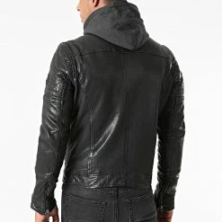 Nouveau 🌟 Veste Cuir A Capuche Barcelona Noir de Redskins 🧨 -Redskins Soldes redskins 277892 RYDE BARCELONA BLACK 20210809T143103 04