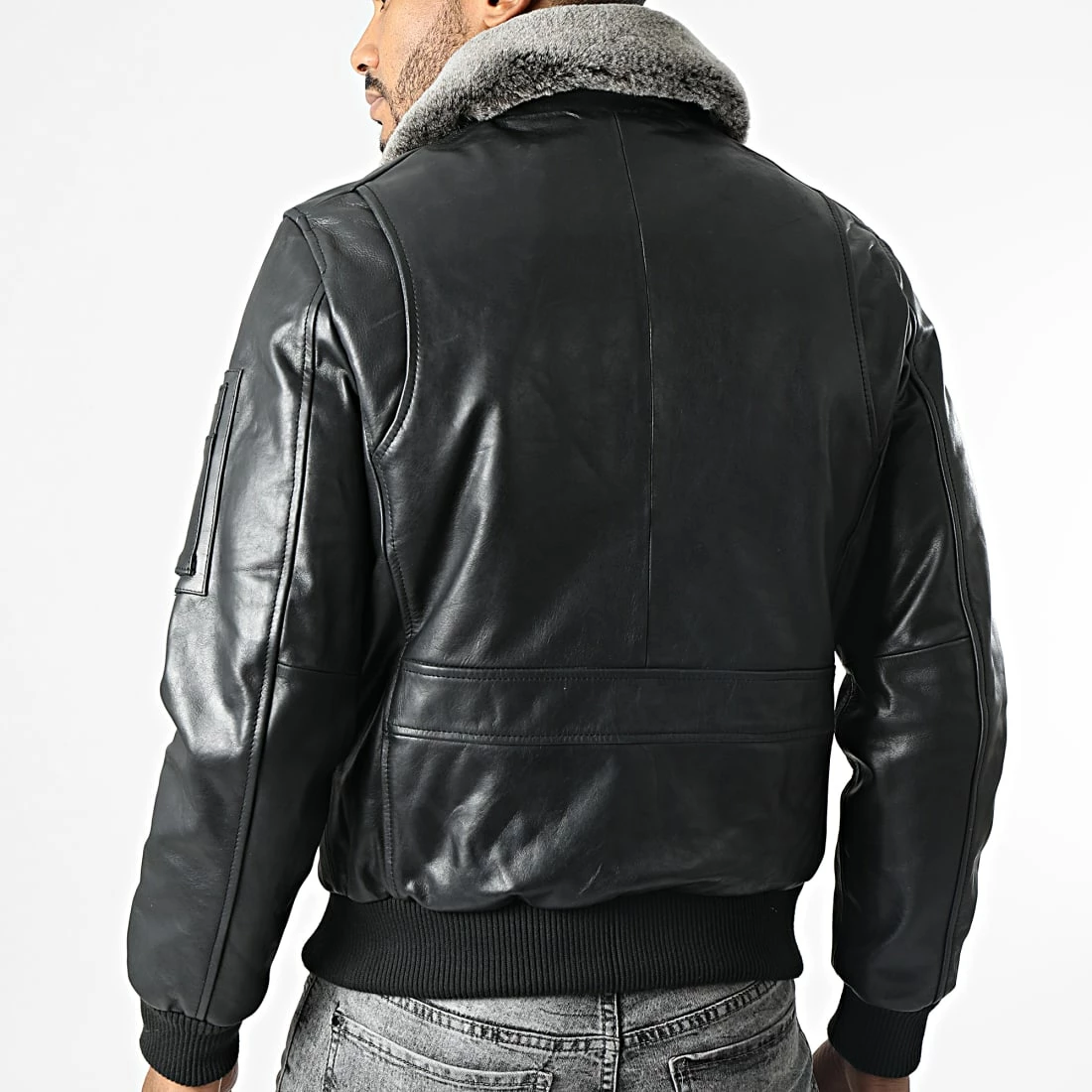 Budget ⌛ Veste Cuir Col Mouton Texaco Fender Noir de Redskins 👏 6 Budget ⌛ Veste Cuir Col Mouton Texaco Fender Noir de Redskins 👏 – Image 4