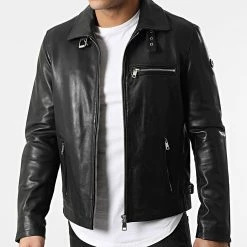 Sortie 🔔 Veste Biker Cuir Rider Stoner Noir de Redskins 💯 -Redskins Soldes redskins 298375 RIDER STONER BLACK 20220114T143706 03
