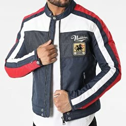 Meilleure vente 🌟 Veste Biker Tricolore Noty Cordway Bleu Marine Rouge de Redskins 😀