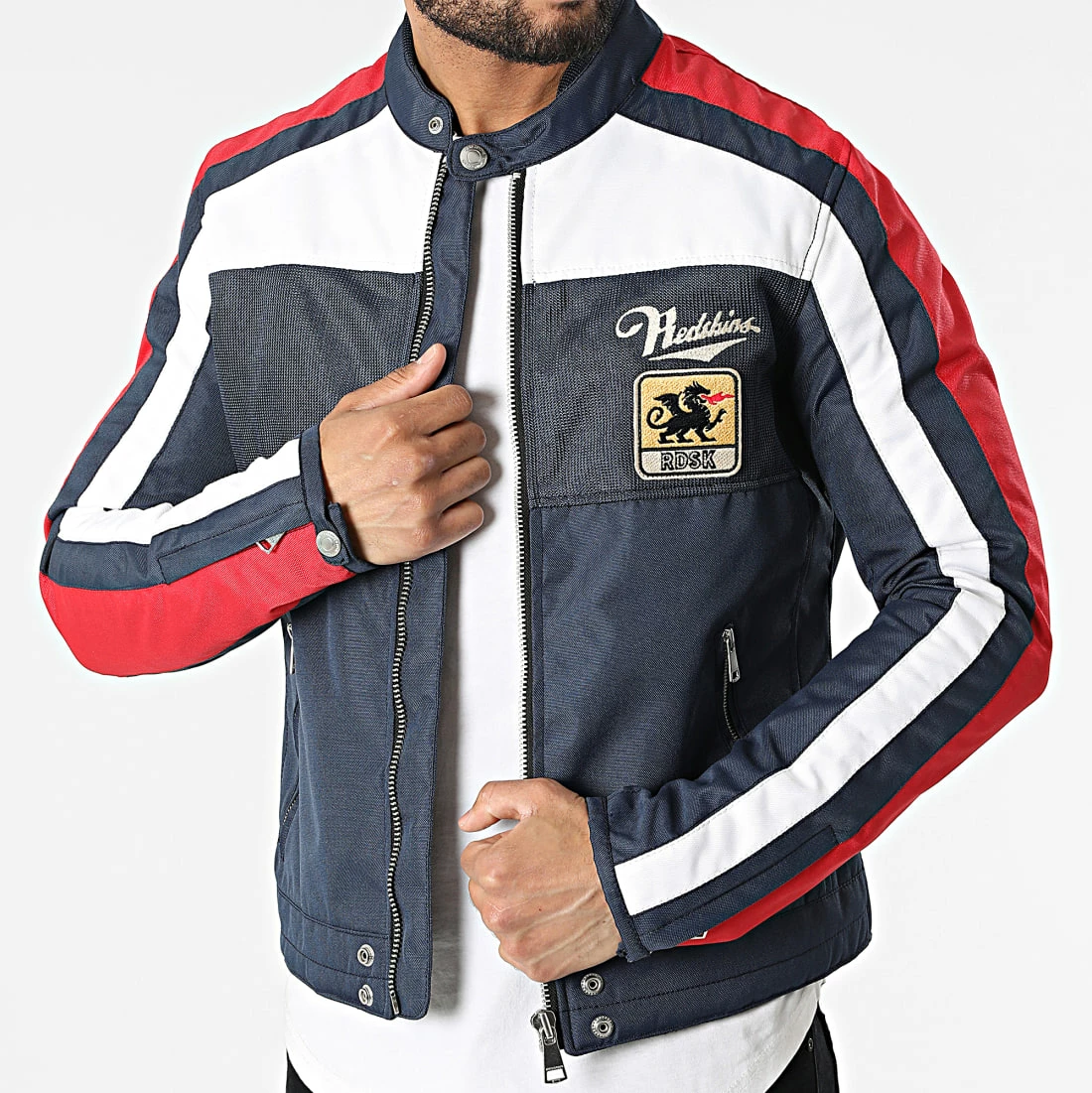Meilleure vente 🌟 Veste Biker Tricolore Noty Cordway Bleu Marine Rouge de Redskins 😀 3 Meilleure vente 🌟 Veste Biker Tricolore Noty Cordway Bleu Marine Rouge de Redskins 😀