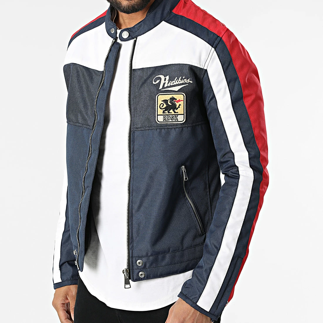 Meilleure vente 🌟 Veste Biker Tricolore Noty Cordway Bleu Marine Rouge de Redskins 😀 5 Meilleure vente 🌟 Veste Biker Tricolore Noty Cordway Bleu Marine Rouge de Redskins 😀 – Image 3