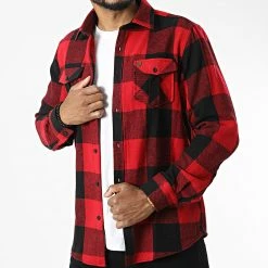 Offres 🔔 Chemise Manches Longues A Carreaux Eddie Milenio Rouge Noir de Redskins ⭐