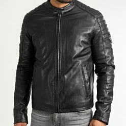 Acheter 🧨 Veste Zippée Cuir Dilecta 2 Stoner Noir de Redskins 😍 -Redskins Soldes redskins 330645 DILECTA2 STONER BLACK BLACK 20220802T122449 03
