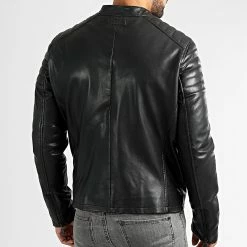 Acheter 🧨 Veste Zippée Cuir Dilecta 2 Stoner Noir de Redskins 😍 -Redskins Soldes redskins 330645 DILECTA2 STONER BLACK BLACK 20220802T122450 04