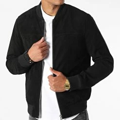 Remise 👏 Veste Cuir Bower3 African Noir de Redskins 🌟 -Redskins Soldes redskins 331734 BOWER3 AFRICAN BLACK 20220810T155026 03