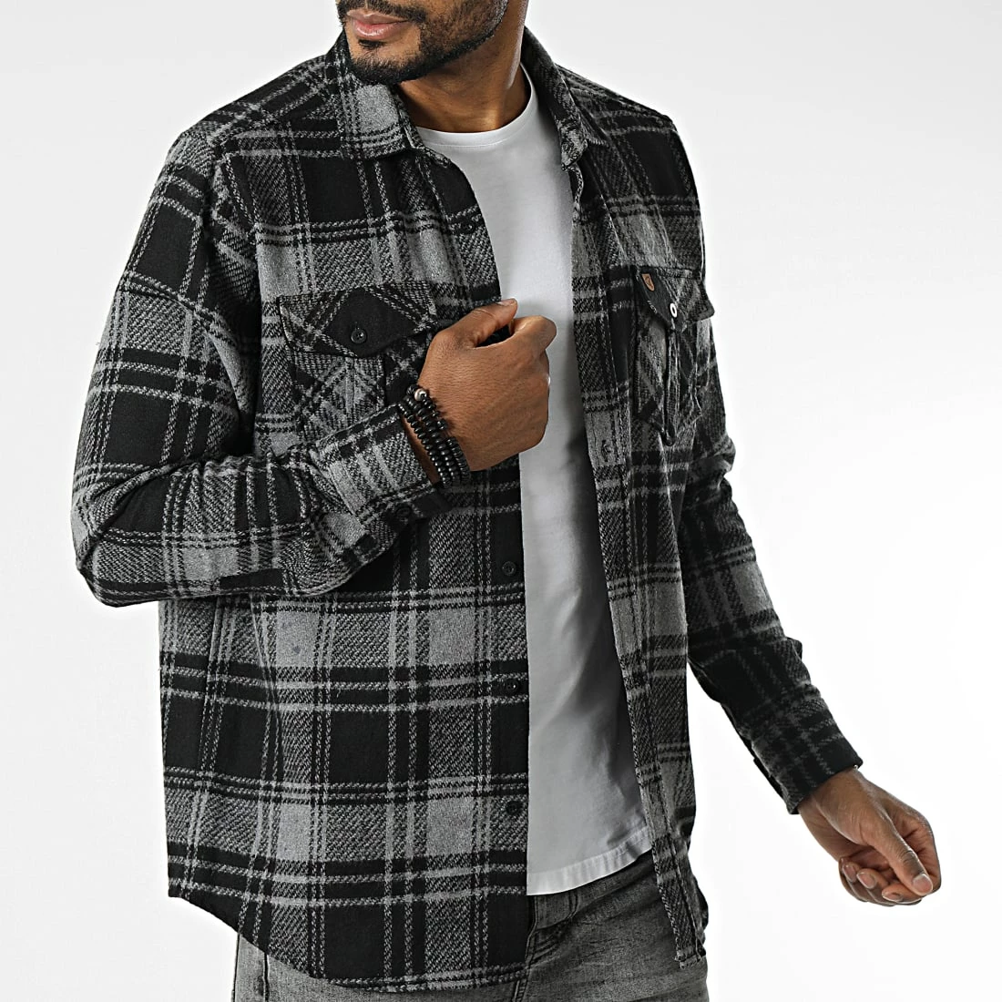 Acheter 🔔 Surchemise A Carreaux Eddie Pithers Noir Gris de Redskins 😀 5 Acheter 🔔 Surchemise A Carreaux Eddie Pithers Noir Gris de Redskins 😀 – Image 3