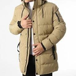 Coupon ⭐ Doudoune Capuche Layer Cake Beige Foncé de Redskins 😉